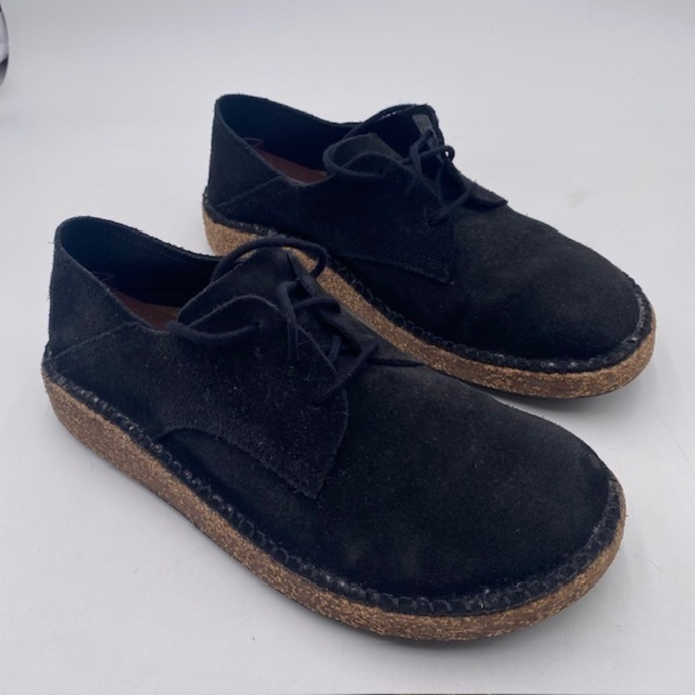 Birkenstock Gary Black Suede Lace Up Shoes Women 9 Men 7 Comfort Flat 1013439 - Picture 2 of 14